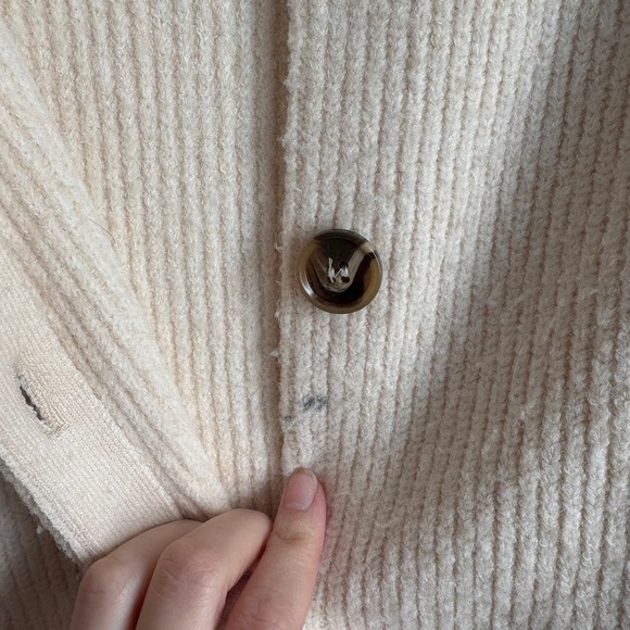 Hem & Thread Color Block Cardigan Size S Neutral Varsity Knit - Picture 5 of 5